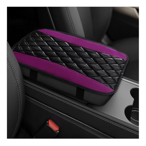 Car Center Console Cushion Pad, 12.6"×7.5" Waterproof Leather Armrest Seat Box Cover Protector, Soft Comfortable Anti-Scratch Arm Rest Console Pad for Most Cars Trucks SUVs (Purple) - color: Purple