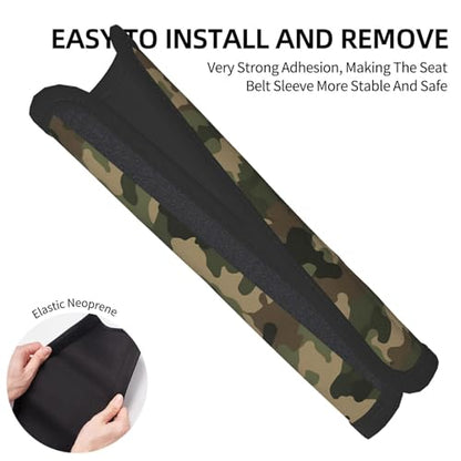 Seat Belt Cover Pads Camouflage Military Car Seat Belt Covers for Women Men Adults Kids Soft Comfortable Auto Seatbelt Cushion Shoulder Strap Pad Handle Wraps, 1 Pair - color: Camouflage Military