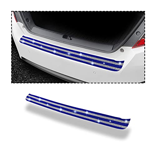 AICEL Car Rear Bumper Protector, Anti-Scratch Trunk Door Entry Guards, Bling Crystal Anti-Collision Adhesive Sticker, Universal Auto Exterior Accessories for Most Cars, SUVs - color: Blue/White