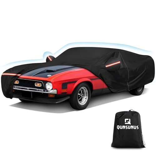 QUNSUNUS Waterproof Car Cover for Ford Mustang 1969-1973, Outdoor Car Covers with Zipper, All Weather Full Exterior Cover with Straps and Elastic Edges for Wind, Sun, UV and Dust Protection - color: for Mustang 1969-1973