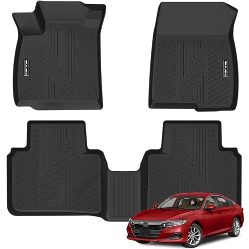 Floor Mats Compatible with 2018 2019 2020 2021 2022 Honda Accord (Include Hybrid) All Weather Protection TPE Rubber Floor Liners for Honda Accord Accessories, Odorless Anti-Slip, 1st & 2nd Row, Black - size: 2018-2022 accord floor mats