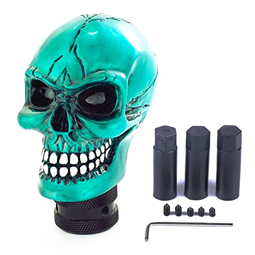 Arenbel Car Shifter Knobs Racing Gear Lever Skull Head Manual Shift Stick Handle Fit Most Auto Manual Vehicles, Blue - color: Light Blue