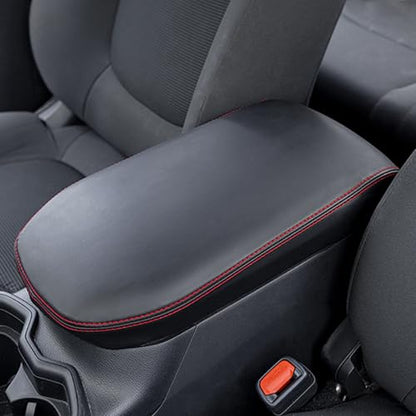JDMCAR Center Console Armrest Cover for 2025 Toyota RAV4 Accessories 2024 2023 2022 2021 2020 2019 Leather Middle Console Lid Cover Pad Protector Elbow Arm Rest Covering Car-(Red) - color: Cover-Red