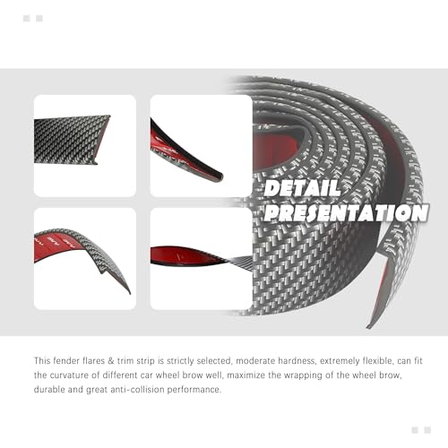 2PCS Trim Protector with Strong Adhesive, Carbon Fiber Flares Sticker for Wheel Eyebrow Protection & Car Decorations, Universal Flares for Most Door Trunk Hood