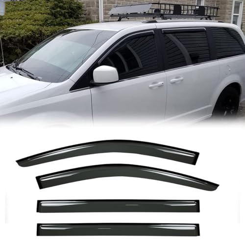 Side Window Wind Deflectors for 2008-2020 Dodge Grand Caravan, 2008-2016 Chrysler Town & Country, 4pcs Out-Channel Tape-On Sun Rain Guards Set, Dark Smoke Nice Window Visor 94251 - size: 08-20 Town&Country/Grand Caravan