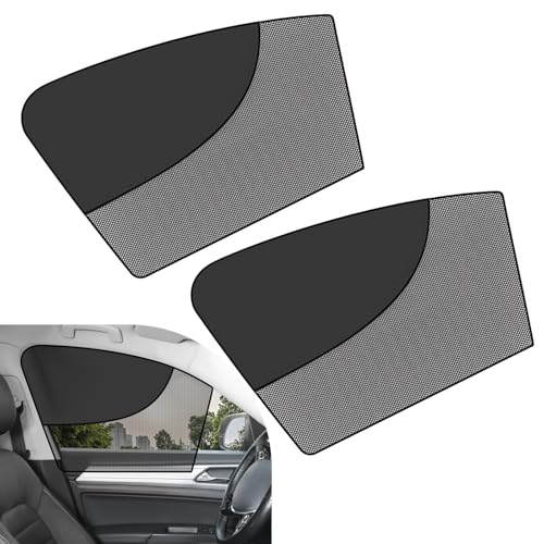 Shakas 2 PCS Side Window Shade, Semi-Shading Semi-Permeable Anti-Glare Heat-Insulating Protective Curtains for Driver, Adsorption-Type Window Free-Lifting Privacy Covers, for Most Cars (Black)