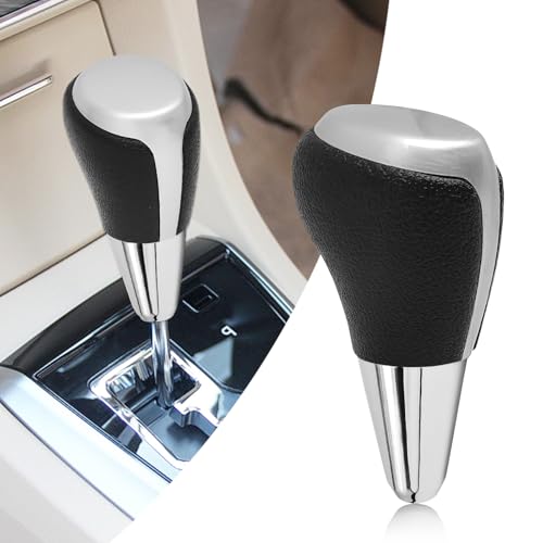 Compatible with Plastic Black Leather Silver Gear Shift Knob Head Cover for Toyota Camry Corolla Highlander RAV4 - color: Silver