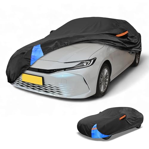Waterproof All-Weather Universal Car Cover with Right Side Zipper, 190T Polyeste Black Blue Fits for Sedan 185" to 192" Length - size: Fit for Sedan Length 185" to 192"