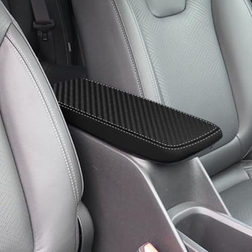 for 2020-2024 Buick Encore GX Accessories Car Armrest Cover Waterproof Center Console Pad Scratch Resistance Box Cover Leather Protector Pad(Carbon Fiber + Black) - color: Carbon Fiber + Black