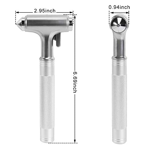 MOTORBUDDY Car Safety Hammer, Fireproof Metal Emergency Escape Hammer with Hard Alloy Head Window Breaker and Seat Belt Cutter, Aluminium Alloy Emergency Escape Tool for Car Accidents - color: Silver