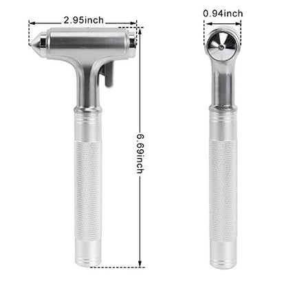 MOTORBUDDY Car Safety Hammer, Fireproof Metal Emergency Escape Hammer with Hard Alloy Head Window Breaker and Seat Belt Cutter, Aluminium Alloy Emergency Escape Tool for Car Accidents - color: Silver