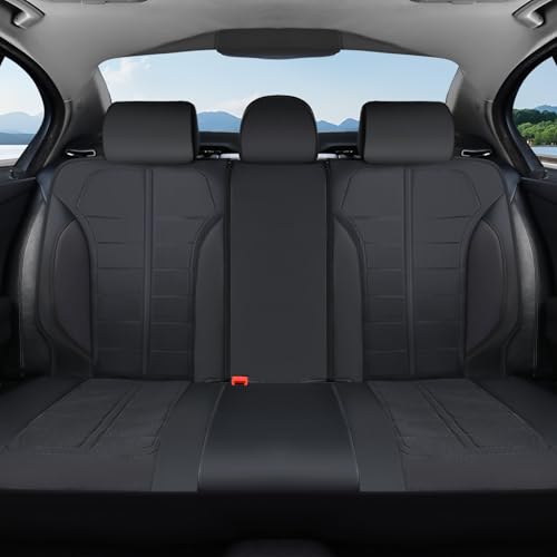Coverado 3D Air Mesh Rear Car Seat Cover, Sports Carbon Fiber Design, Breathable Seat Protectors Airbag Compatible Comfort Universal for Most Cars, Van,Trucks, SUV, Black - color: Black, size: Rear