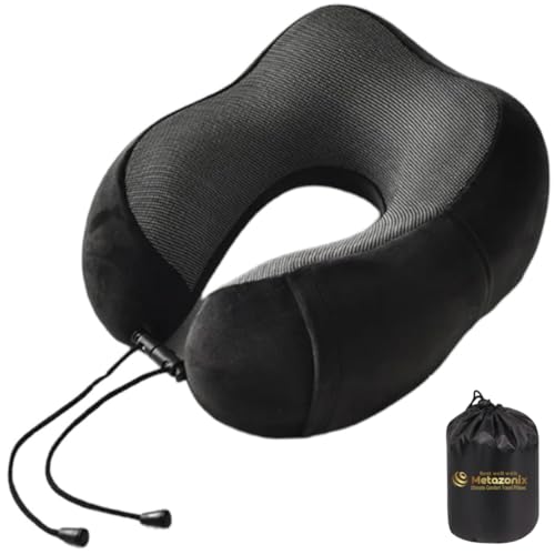 Travel Pillow - 100% Memory Foam - Travel Pillows for Airplane - Neck Pillow Airplane and Car Use - Memory Foam Travel Neck Pillow - Travel Essentials for Women and Men (Midnight Black) - color: Midnight Black