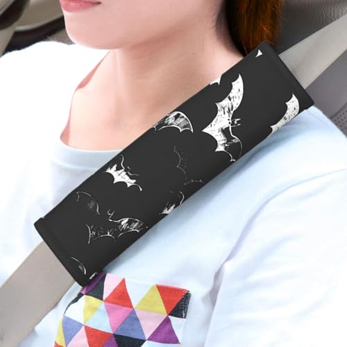 Seat Belt Cover Pad Halloween Animal Bats Soft Safety Car Automotive Seat Belt Pads Cushion Shoulder Strap Covers for Cars or Bags, 2 Pcs - color: Halloween Animal Bats