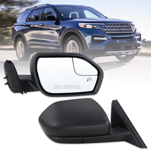 Right Passenger Side Mirror Compatible With 2020-2026 Ford Explorer With Manual Folding Power Glass Heated Matte Black Replace#LB5Z17682ZD(5Pins) - color: 5Pins-Heated, size: R