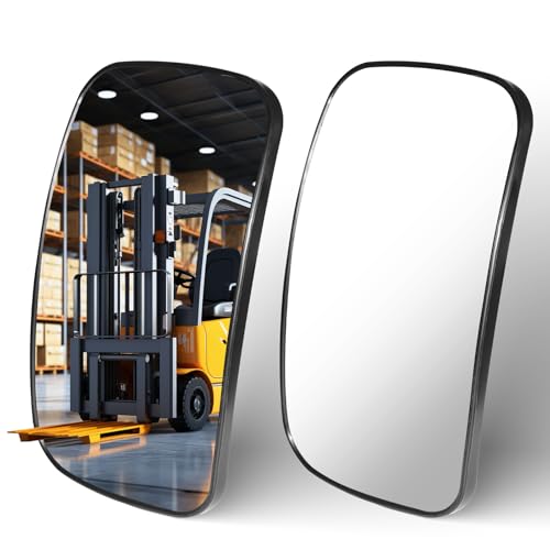 Universal Forklift Mirror - 8.2x4.8" Square HD Wide-Angle Convex Mirror - 1 Pair
