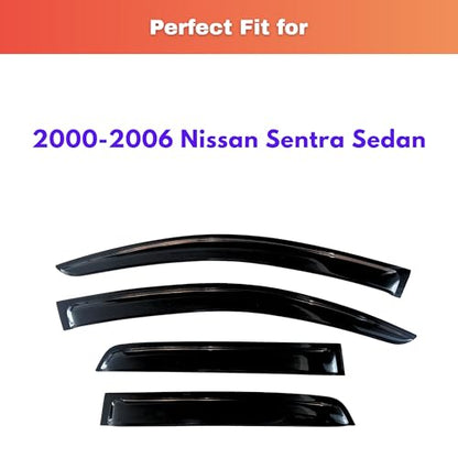 KPY Rain Guards Fit for 2000-2006 Nissan Sentra Sedan, Out-Channel Window Visors Vent Wind Deflectors 4PC, Car Accessories for 00-06 Sentra Sedan - size: 2000-2006 Sentra Sedan