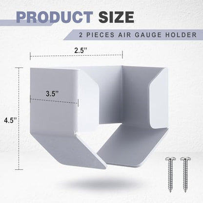 Zonon 2 Pieces Air Gauge Holder Tire Pressure Gauge Holder Storage Hanger Aluminum with Screw for Car Tire Stores Shops Garages Warehouses Silver