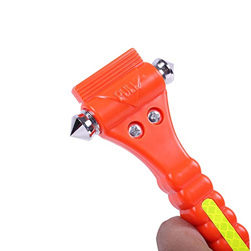 2 PCS Go DeCho Car Safety Hammer Emergency Escape Tool with Seat Belt Cutter and Vehicle Window Glass Breaker with Light Reflective Tape