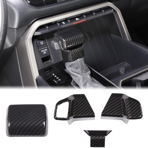 Aunginsy Gear Shifter Handbrake Trim Cover Kit Compatible with Toyota Tundra 2022+, Sequoia 2023+, Tacoma 2024+, Center Console Gear Shift Knob Head Protective Cover Decorator ABS Interior Accessories - color: Carbon Fiber Pattern(A+B)