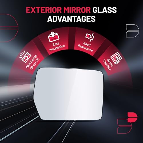 BDFHYK Mirror Glass Compatible With 2004-2010 F-150 Convex rear view mirror with backing plate, Replaces 4L3Z17K707AB (Right Side) - size: Right Passenger Side, style: 2005-2010 F-150