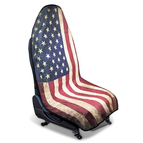 Waterproof Sweating Car Seat Cover for Post Gym Workout, Running, Swimming, Beach and Hiking, Universal Fit Non-Slip Bucket Seat Protector for Cars SUV Trucks, Machine Washable (Flag) - color: Flag