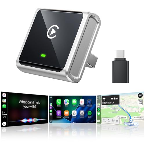 Houflody Wireless CarPlay Adapter for Apple iPhone iOS 10+, (2026 Upgrade) Mini Aluminium CarPlay Adapter Converts Wired to Wireless, Plug & Play, Auto Connect Fast and Stable, with USB-C, Silver - color: Silver