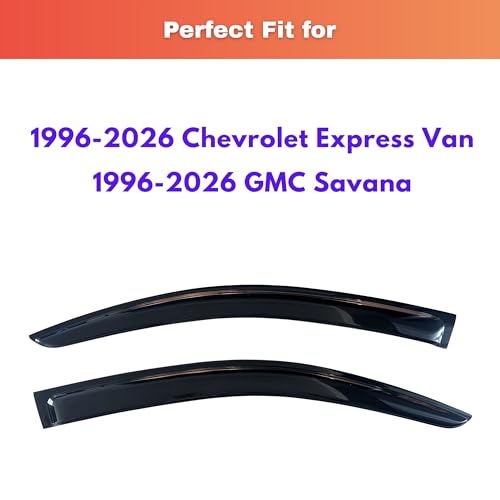 KPY Rain Guards Fit for 1996-2026 Chevrolet/Chevy Express Van, Out-Channel Window Visors Vent Wind Deflectors 2PC, Truck Accessories for 1996-2026 GMC Savana - size: 1996-2026 Express Van/Savana