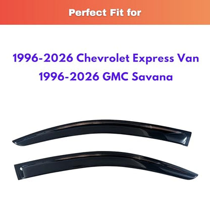 KPY Rain Guards Fit for 1996-2026 Chevrolet/Chevy Express Van, Out-Channel Window Visors Vent Wind Deflectors 2PC, Truck Accessories for 1996-2026 GMC Savana - size: 1996-2026 Express Van/Savana
