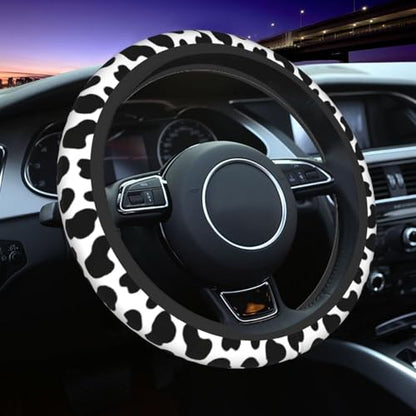 Cow Print License Plate Frame 2pc Cattle Print License Plate Frame Cow Print Steering Wheel Cover Cows Steering Wheel Cover Cars Aluminum with Fits Standard Us Ca Vehicles - color: Cow Print