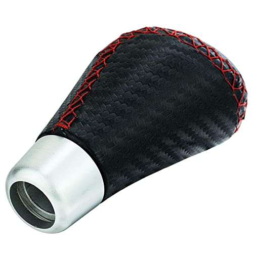 Lunsom Leather Shifter Knob R Style Shift Stick Handle Head Car Gear Lever Accessory for Most Manual Transmission Vehicle (Black) - color: Red Black