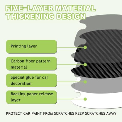 8PCS Car Door Handle Scratch Protector, Carbon Fiber Handle Bowl Sticker, Door Protective Film (Black) - color: Black