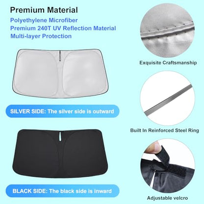 Windshield Sun Shade for Jeep Wrangler TJ JK JKU 4&2 Door 1997-2017 Front Window Shade Sun Visor Protector Jeep Wrangler Accessories Foldable Sunshade Reflective Polyester Blocks UV Rays Keep Car Cool - size: for Wrangler 1997-2017