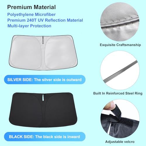 Windshield Sun Shade for Toyota Highlander 2008 2009 2010 2011 2012 2013 Front Window Shade Sun Visor Protector for Toyota Highlander Accessories Foldable Sunshade Blocks UV Rays Keeps Your Car Cooler - size: for Highlander 2008-2013