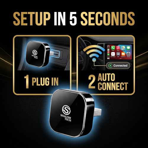 2-in-1 Wireless CarPlay & Android Auto Adapter, Wired to Wireless Adapter for Factory Wired CarPlay Vehicles, 5.8GHz WiFi, Bluetooth 5.3, Fast Auto-Connect – Black - color: Black