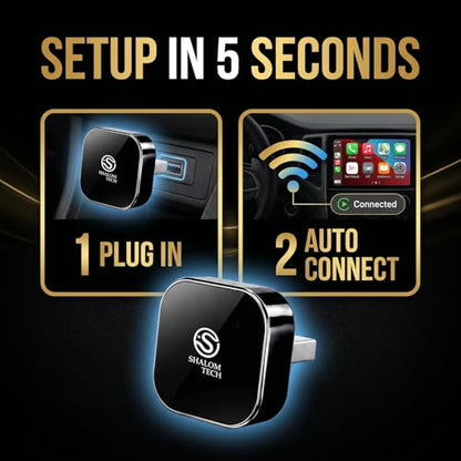 2-in-1 Wireless CarPlay & Android Auto Adapter, Wired to Wireless Adapter for Factory Wired CarPlay Vehicles, 5.8GHz WiFi, Bluetooth 5.3, Fast Auto-Connect – Black - color: Black