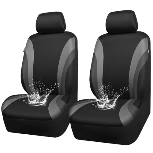 CAR PASS EVA Waterproof Car Seat Covers Front Seats,Gray Two Front Seat Covers,Airbag Compatible,Automotive Seat Covers Universal Fit Sedans,Cars,Vans,SUVs,Trucks (Black and Gray) - color: Black and Gray Waterproof, size: Two Front Seat