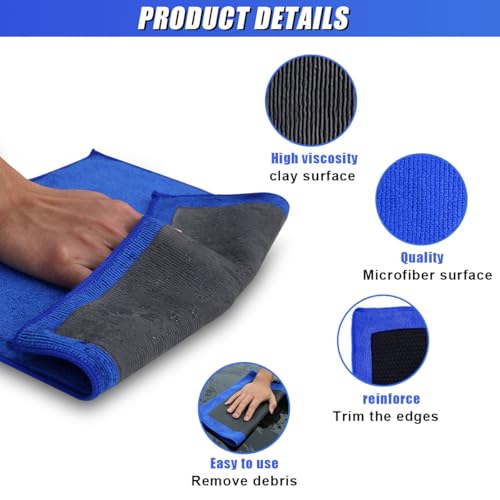 Clay Bar Towel for Auto Detailing, 12" x 12" Fine Grade Microfiber Car Chamois Towel, No-Scratch DIY Detail Clay Bar Alternative Cloth Mud Strip Cleaner Tool for Cars Detailing (1PC) - size: 1PC