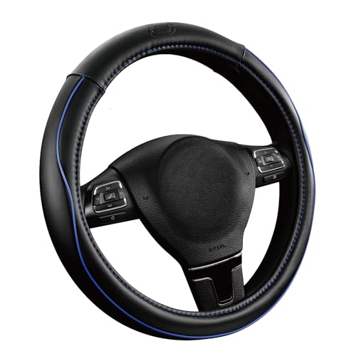 Skechers Memory Foam Steering Wheel Cover,Piping Microfiber Leather Steering Wheel Cover Sporty Universal Fit 14" 1/2-15" Car Wheel Protector for Men Women Fit Suvs,Vans,Sedans,Car,Trucks,Blue - color: Blue