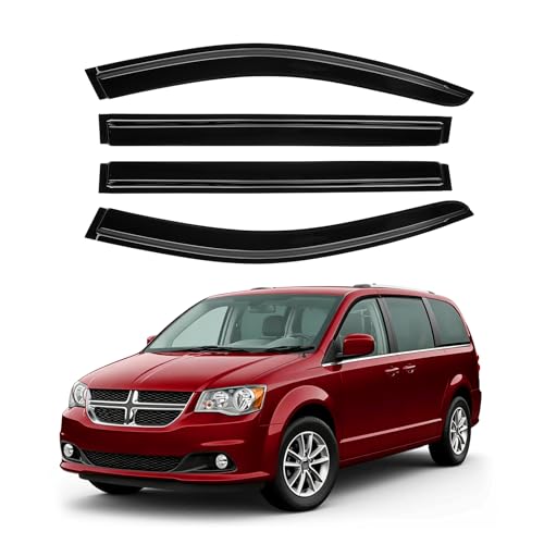 Canvcle Window Visors Rain Guards for 2008-2020 Dodge Grand Caravan/2008-2016 Chrysler Town & Country Accessories, Outside-Mount Tape-On Side Window Wind Deflectors Vent Visors Shades Rainproof 4PCS - size: Dodge Grand Caravan 2008-2020