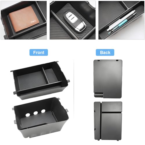 Double Layer-2026 Palisade Center Console Organizer for Hyundai Palisade (Calligraphy) (Only fit 7-Seater with Dual-Opening Center Console), Durable ABS Plastic Tray 2026 Palisade Accessories - color: Black (2pcs)