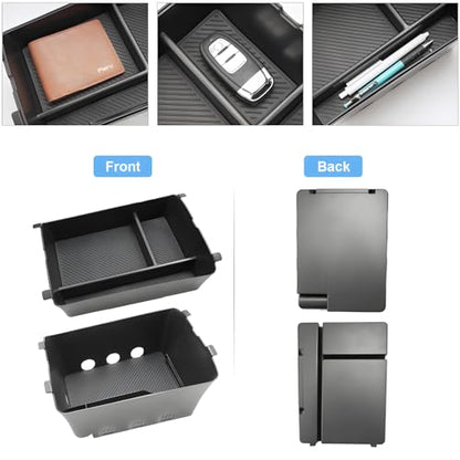 Double Layer-2026 Palisade Center Console Organizer for Hyundai Palisade (Calligraphy) (Only fit 7-Seater with Dual-Opening Center Console), Durable ABS Plastic Tray 2026 Palisade Accessories - color: Black (2pcs)
