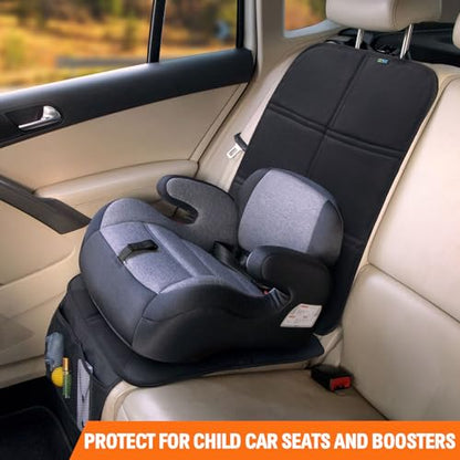 JOYSKY Car Seat Protector, 2 Pack Seat Protectors for Under Child Carseats with Thick Padding and Waterproof 600D Oxford, Automotive Seat Cover Pad Protects Your Vehicle Leather Interior