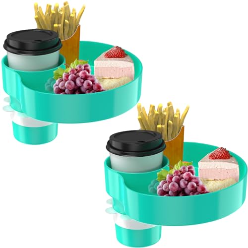 [2 Packs] Kids Car Seat Tray, Travel Tray with Cup Holder for Toddler Baby, Kids Car Seat Food Snack Organizer for Road Trip, Stroller snack Organizer Travel Must Haves Toddler Must Haves (Cyanine) - color: Cyanine, size: 2 Pack
