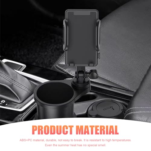 Car Cup Holder Mobile Phone Rack, Multi-Function 2 in 1 Cup Holder Expander, 360 Degrees Rotatable Automotive Phones Mount, Universal for Most Cars, Trucks, SUVs (Black)