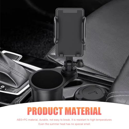 Car Cup Holder Mobile Phone Rack, Multi-Function 2 in 1 Cup Holder Expander, 360 Degrees Rotatable Automotive Phones Mount, Universal for Most Cars, Trucks, SUVs (Black)