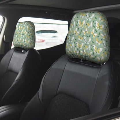 Car Seat Headrest Cover Butterfly Butterflies 2 PCS Stretch Breathable Car Headrest Protector Universal Soft Head Rest Cushion Case for Most Cars, Vans, Trucks - color: Green Butterfly