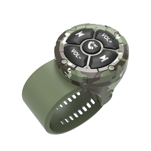 Wireless Bluetooth Media Remote Button,Adjustable Direction Waterproof Strap Type Wireless Controller for Car Bike Motorbike,Steering Wheel Control Button for iPhone/Android Device Camo - size: Q7-Green