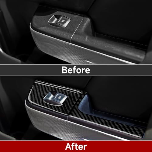 Car Carbon Fiber Decal Rear Window Lift Switch A Sticker Cover Interior Trim for Chevrolet Silverado/GMC Sierra 1500 2500HD 3500HD 2014-2018 Accessories - color: Rear Window Lift Switch a