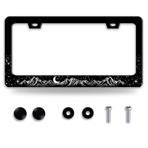 Mountains Moon License Plate Frame Funny Mountain Landscape License Plate Frames for Car Decorative Parts Stainless Stee License Plate for Standard Us Canada License Plate Holder 12x6 Inch - color: Mountain Moon